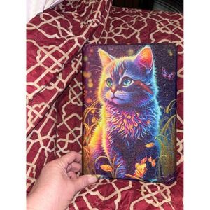 Rainbow Kitten Tablet Folio Case Multicolor Psychedelic Cat Cover 10 Inch